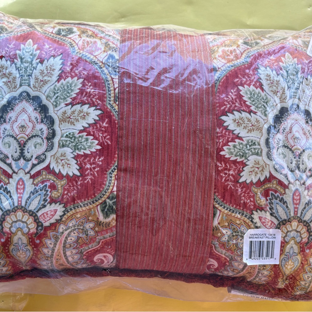 Rose Tree Red and Cream Paisley Pillow